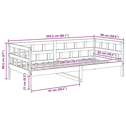 vidaXL Day Bed without Mattress Wax Brown 90x200 cm Solid Wood Pine