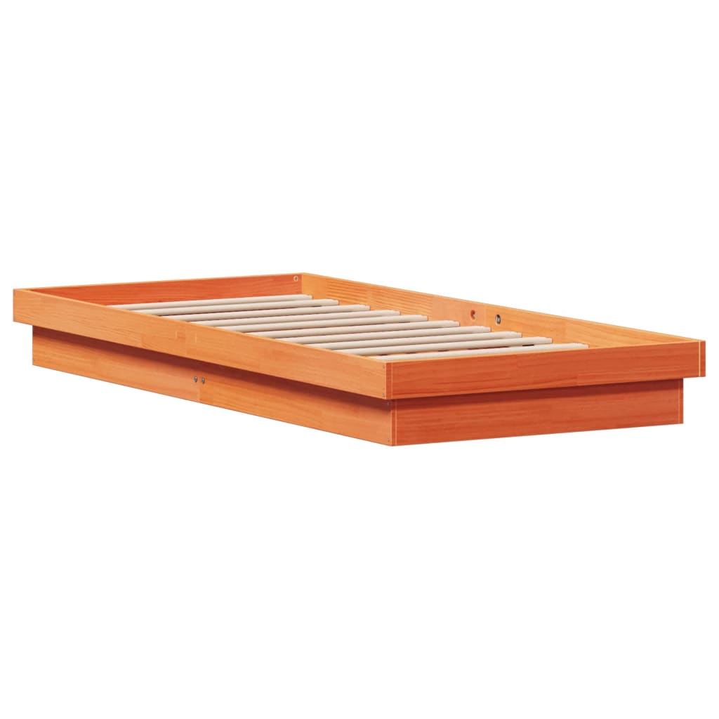 vidaXL LED Bed Frame without Mattress Wax Brown 90x200 cm Solid Wood