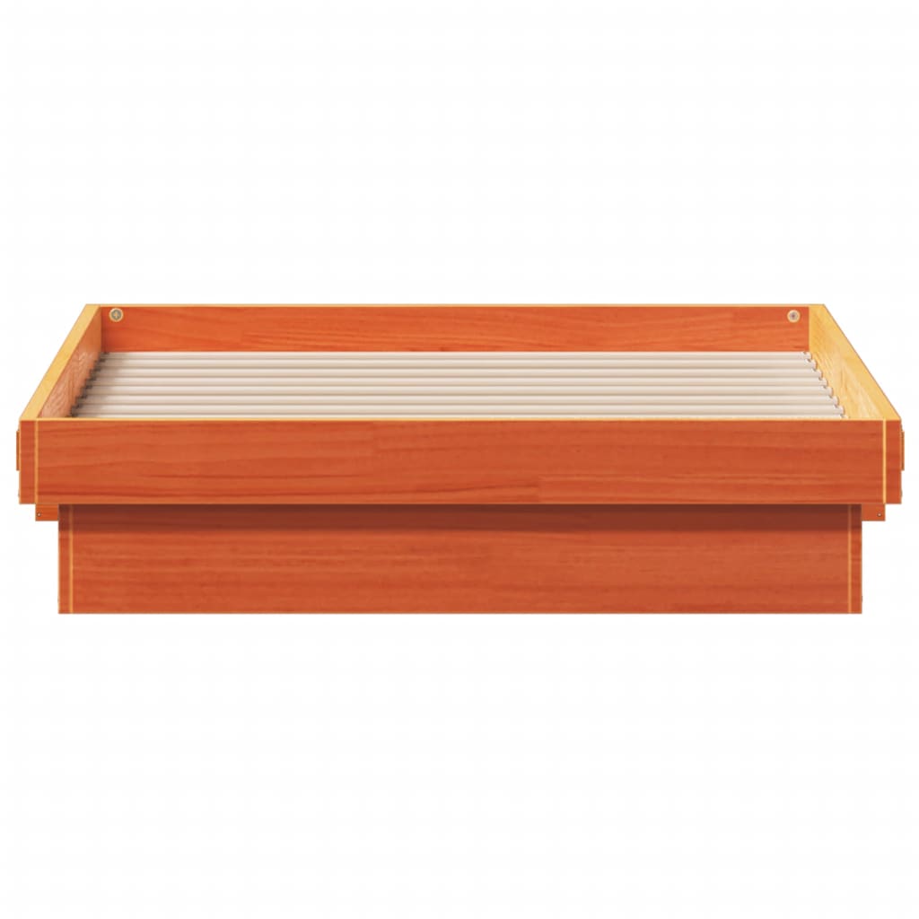 vidaXL LED Bed Frame without Mattress Wax Brown 90x200 cm Solid Wood
