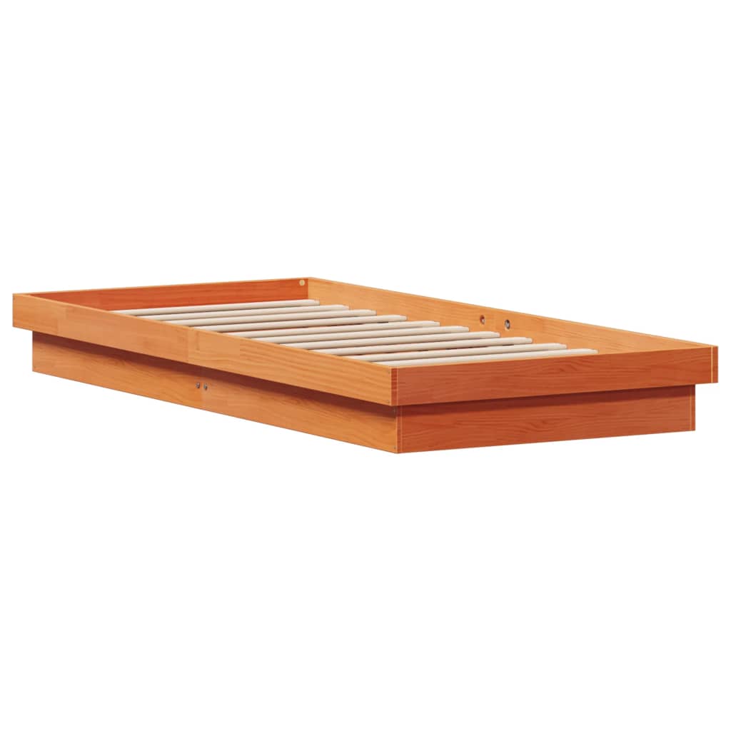 vidaXL LED Bed Frame without Mattress Wax Brown 90x200 cm Solid Wood