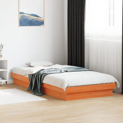 vidaXL LED Bed Frame without Mattress Wax Brown 100x200 cm Solid Wood