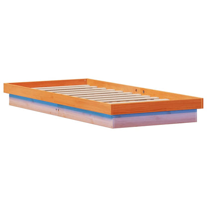 vidaXL LED Bed Frame without Mattress Wax Brown 100x200 cm Solid Wood