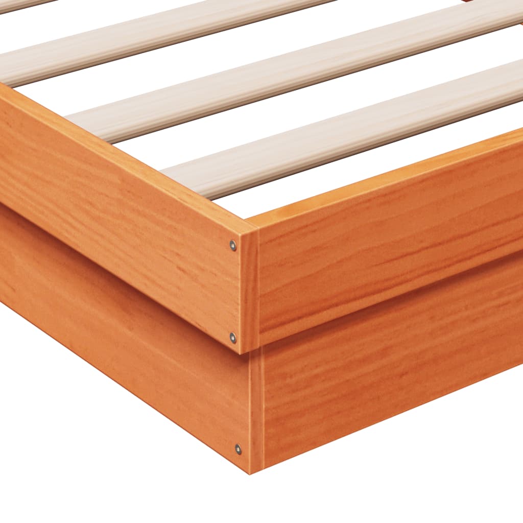vidaXL LED Bed Frame without Mattress Wax Brown 100x200 cm Solid Wood