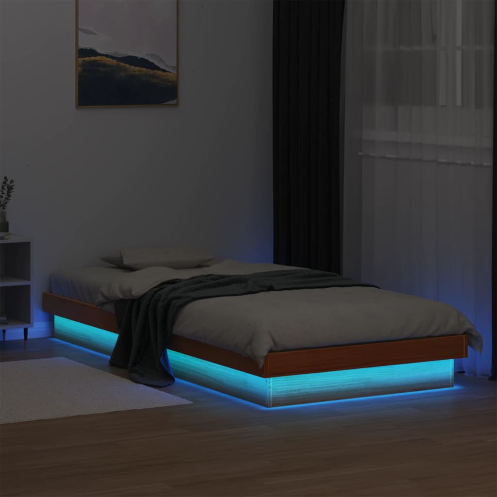 vidaXL Bed Frame | Wax Brown | Solid pine wood, Plywood | Single | Bed Frame