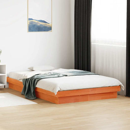 vidaXL LED Bed Frame without Mattress Wax Brown 120x200 cm Solid Wood