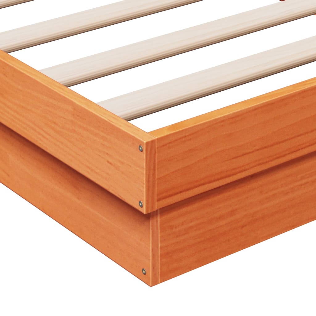 vidaXL Bed Frame | Wax brown | Solid pine wood | Double | Bed Frame