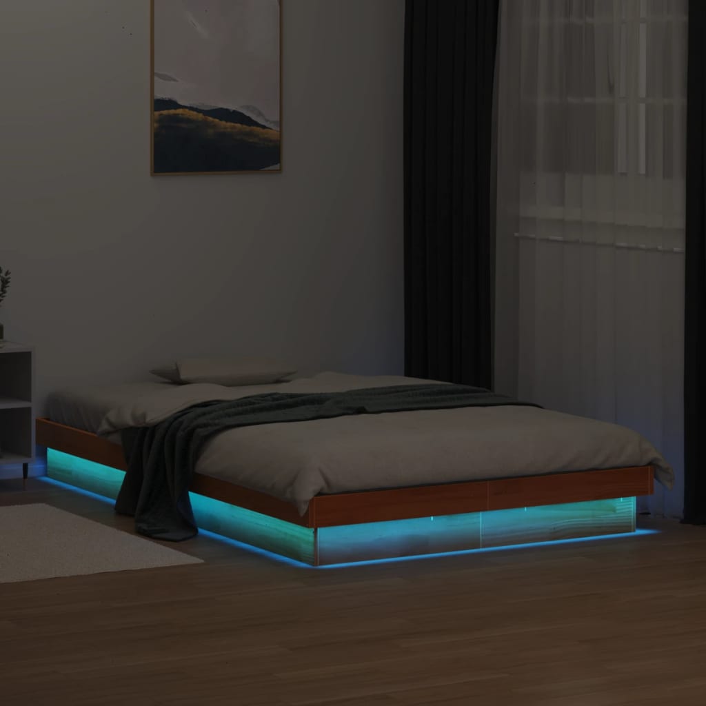 vidaXL Bed Frame | Wax brown | Solid pine wood | Double | Bed Frame