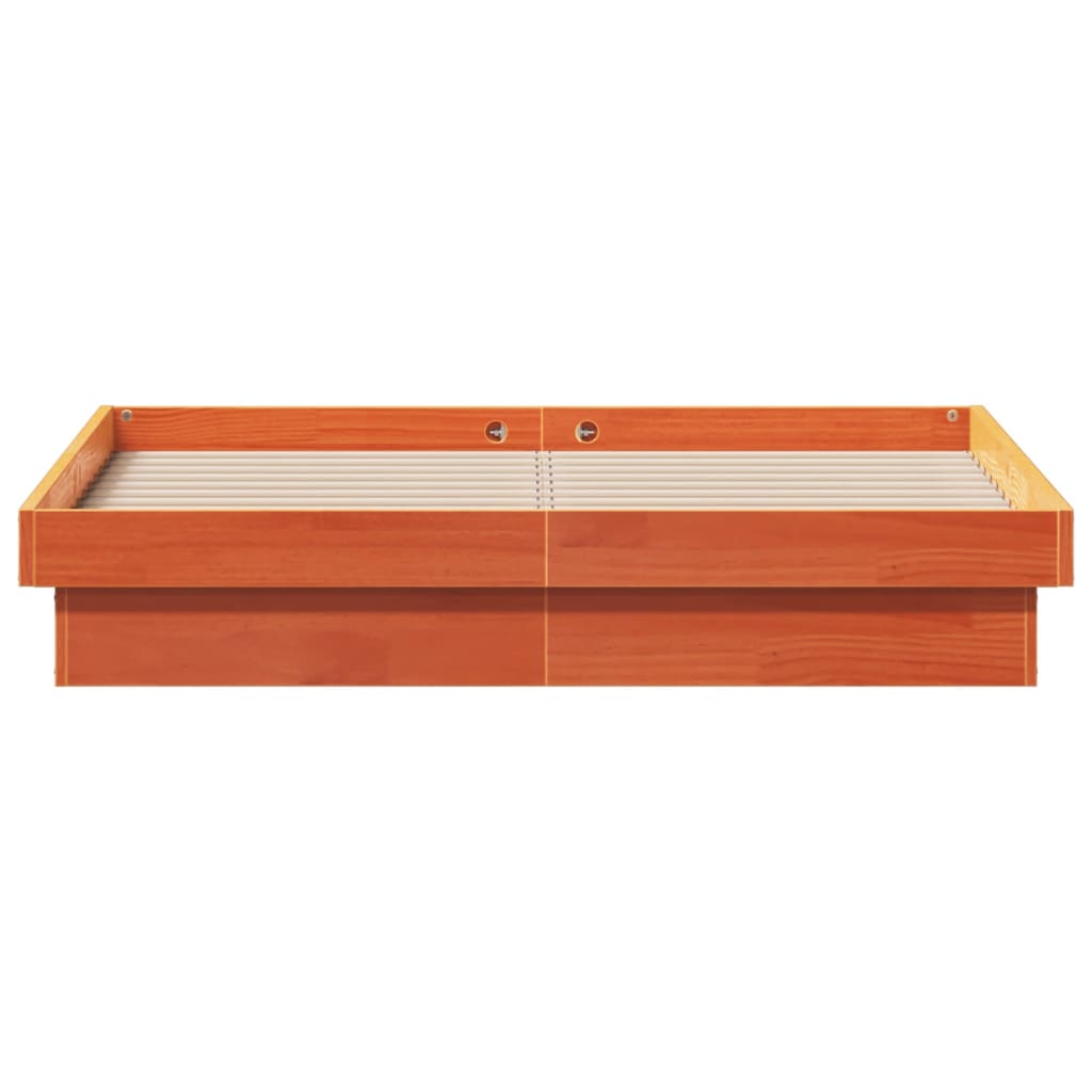 vidaXL LED Bed Frame without Mattress Wax Brown 140x200 cm Solid Wood