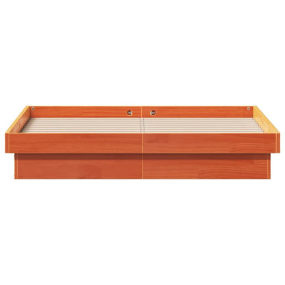 vidaXL LED Bed Frame without Mattress Wax Brown 140x200 cm Solid Wood