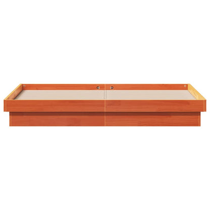 vidaXL LED Bed Frame without Mattress Wax Brown 150x200 cm King Size Solid Wood