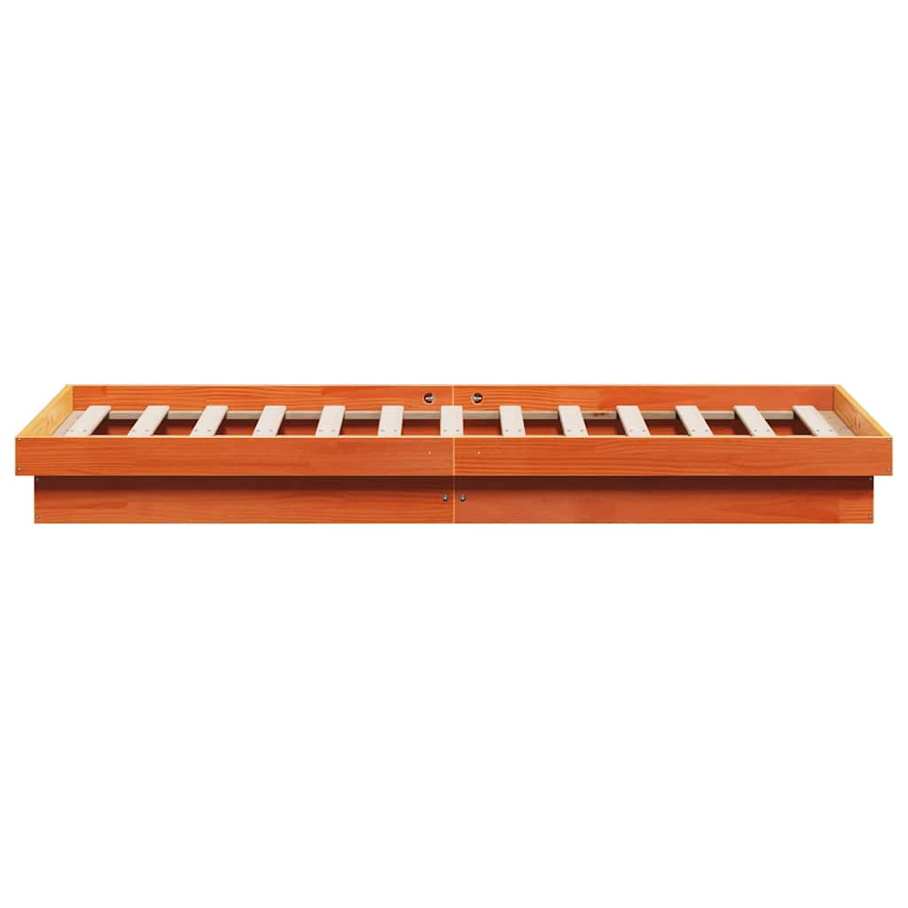 vidaXL LED Bed Frame without Mattress Wax Brown 150x200 cm King Size Solid Wood
