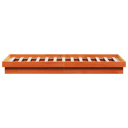 vidaXL LED Bed Frame without Mattress Wax Brown 150x200 cm King Size Solid Wood