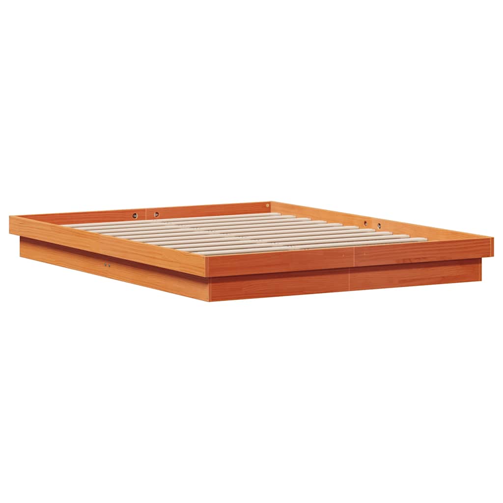 vidaXL LED Bed Frame without Mattress Wax Brown 150x200 cm Solid Wood