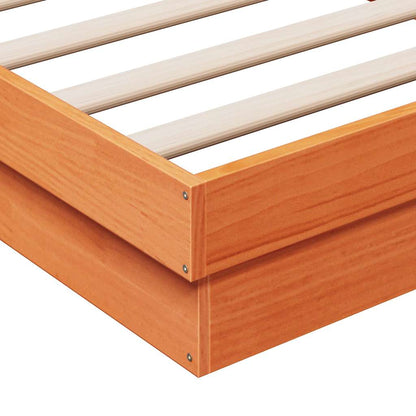 vidaXL LED Bed Frame without Mattress Wax Brown 150x200 cm King Size Solid Wood