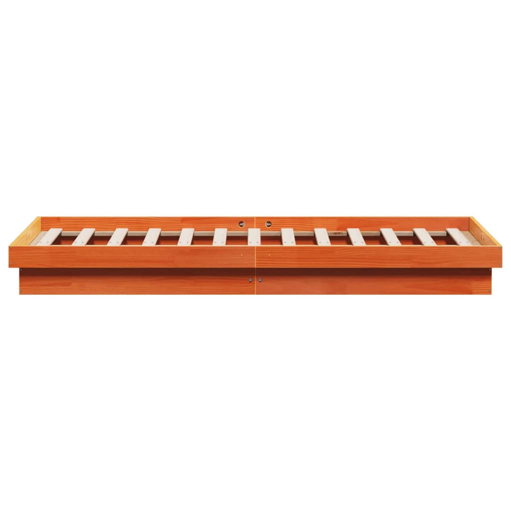 vidaXL LED Bed Frame without Mattress Wax Brown 160x200 cm Solid Wood