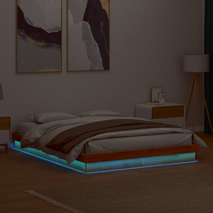 vidaXL LED Bed Frame without Mattress Wax Brown 160x200 cm Solid Wood