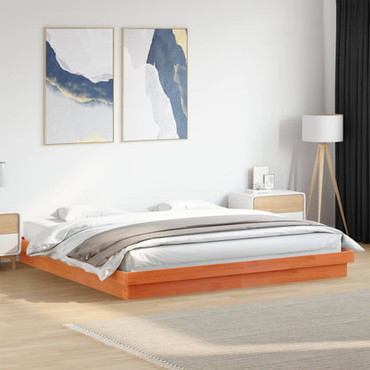 vidaXL Bed Frame | Wax Brown | Solid Pine Wood, Plywood slats | Double
