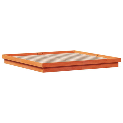 vidaXL Bed Frame | Wax Brown | Solid Pine Wood, Plywood slats | Double