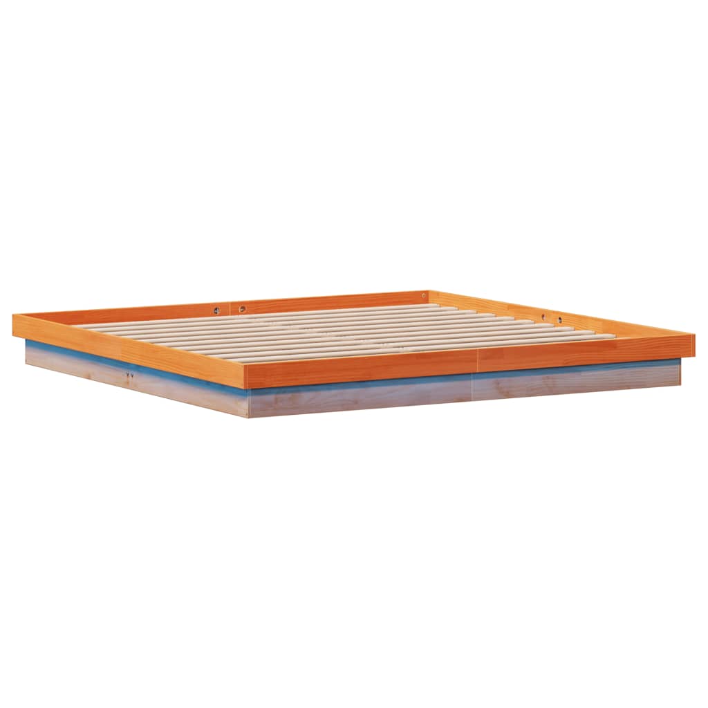 vidaXL Bed Frame | Wax Brown | Solid Pine Wood, Plywood slats | Double