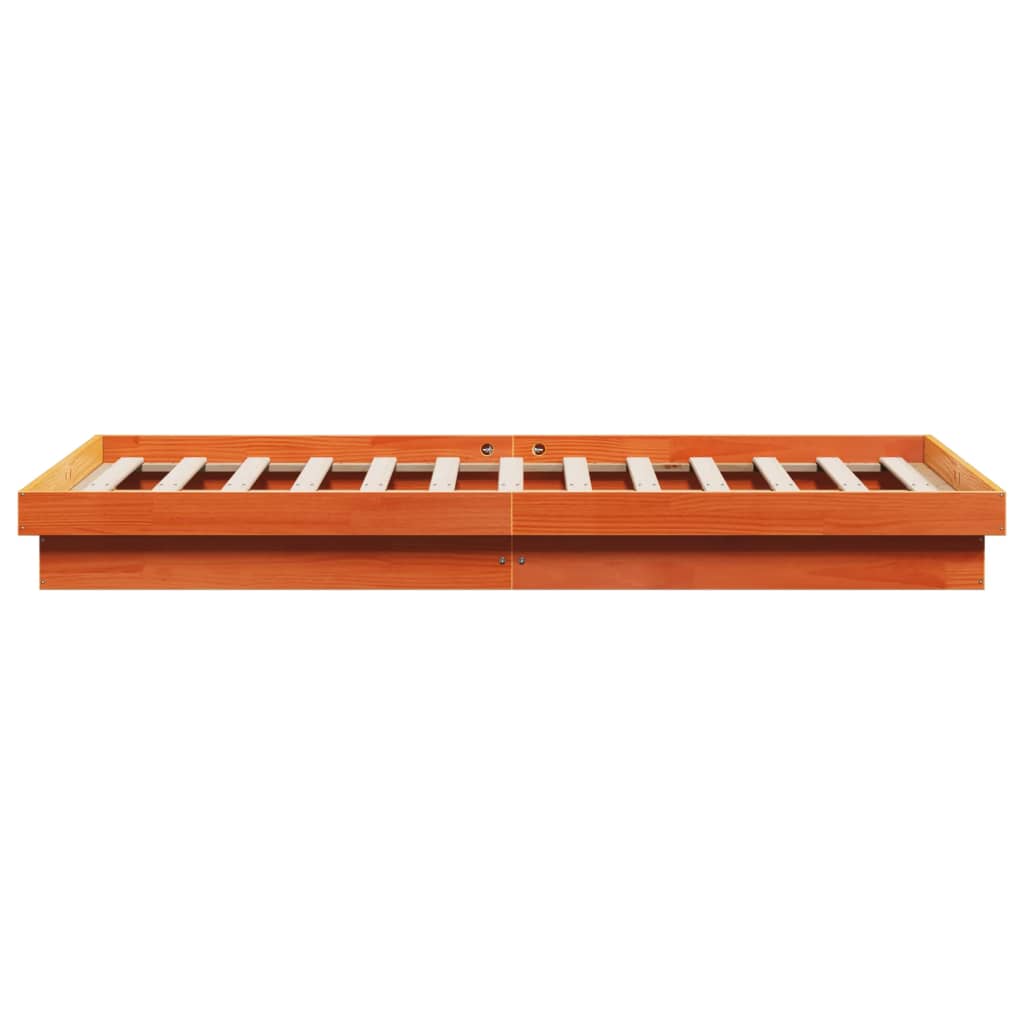 vidaXL Bed Frame | Wax Brown | Solid Pine Wood, Plywood slats | Double