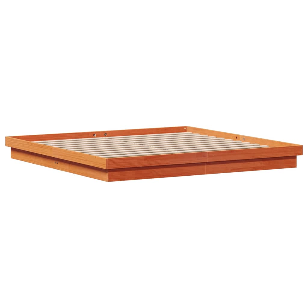 vidaXL Bed Frame | Wax Brown | Solid Pine Wood, Plywood slats | Double