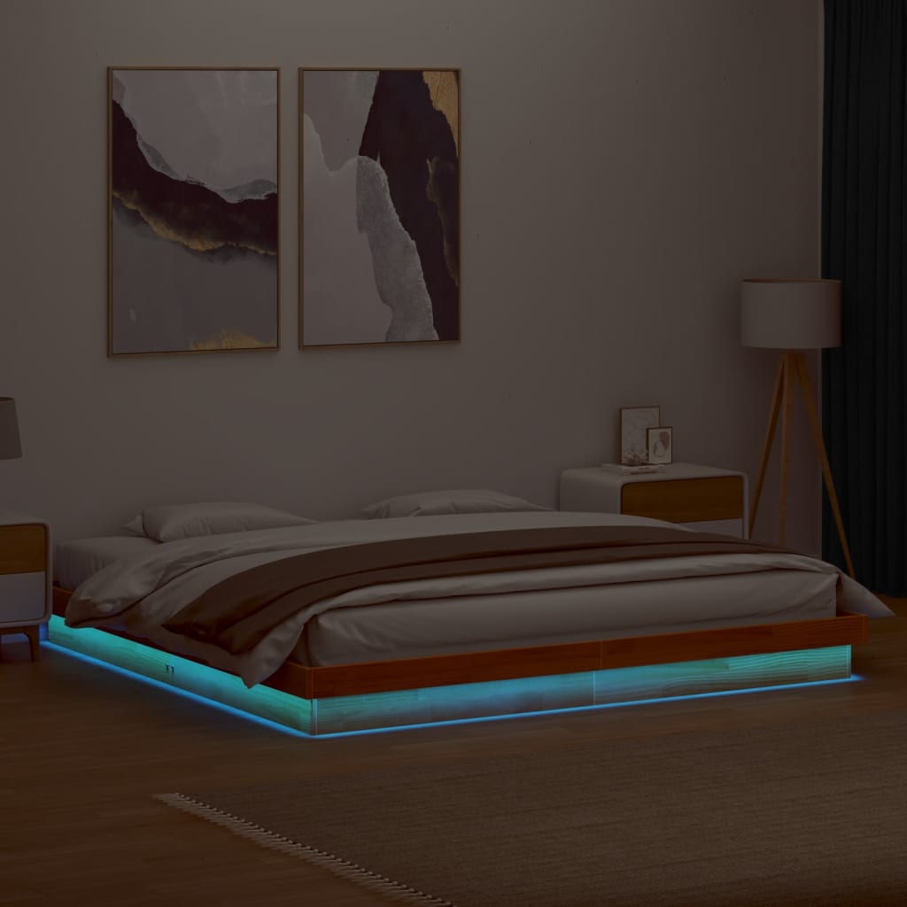 vidaXL Bed Frame | Wax Brown | Solid Pine Wood, Plywood slats | Double