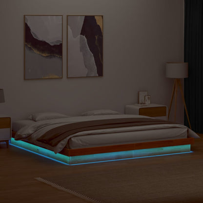 vidaXL Bed Frame | Wax Brown | Solid Pine Wood, Plywood slats | Double