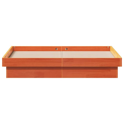 vidaXL LED Bed Frame without Mattress Wax Brown 120x190 cm Solid Wood
