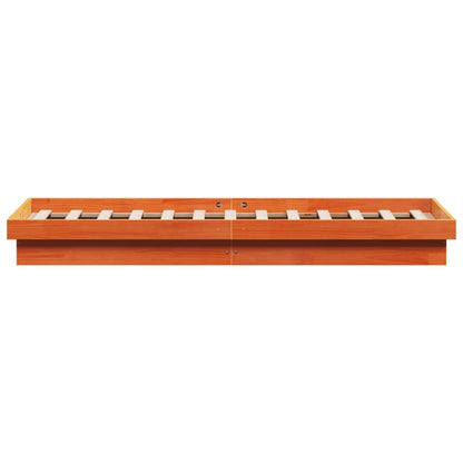 vidaXL LED Bed Frame without Mattress Wax Brown 135x190 cm Double Solid Wood