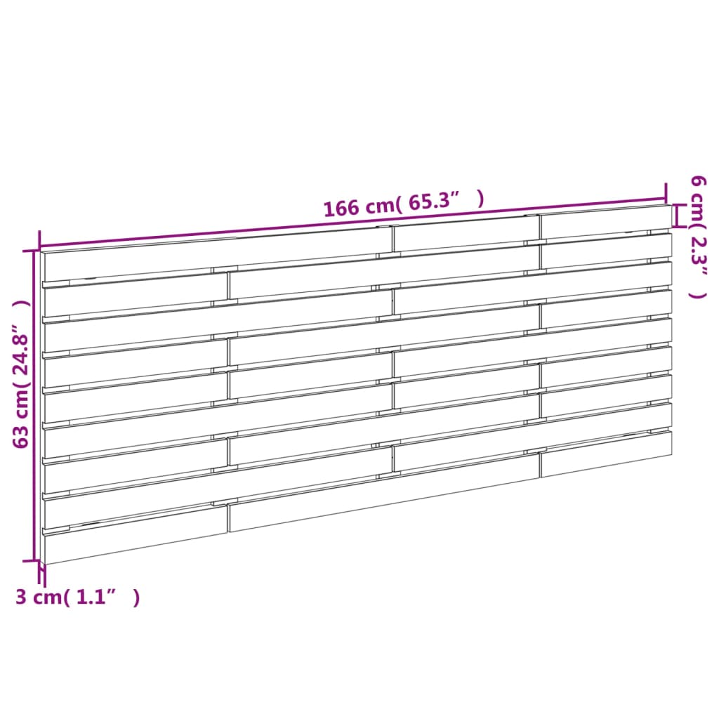 vidaXL Wall Headboard 166x3x63 cm Solid Wood Pine
