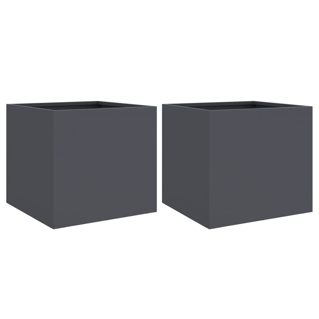 vidaXL Planters 2 pcs Anthracite 32x30x29 cm Cold-rolled Steel
