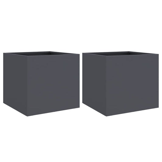 vidaXL Planters 2 pcs Anthracite 32x30x29 cm Cold-rolled Steel
