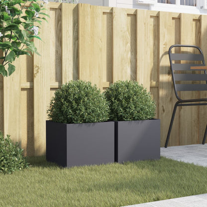 vidaXL Planters 2 pcs Anthracite 32x30x29 cm Cold-rolled Steel
