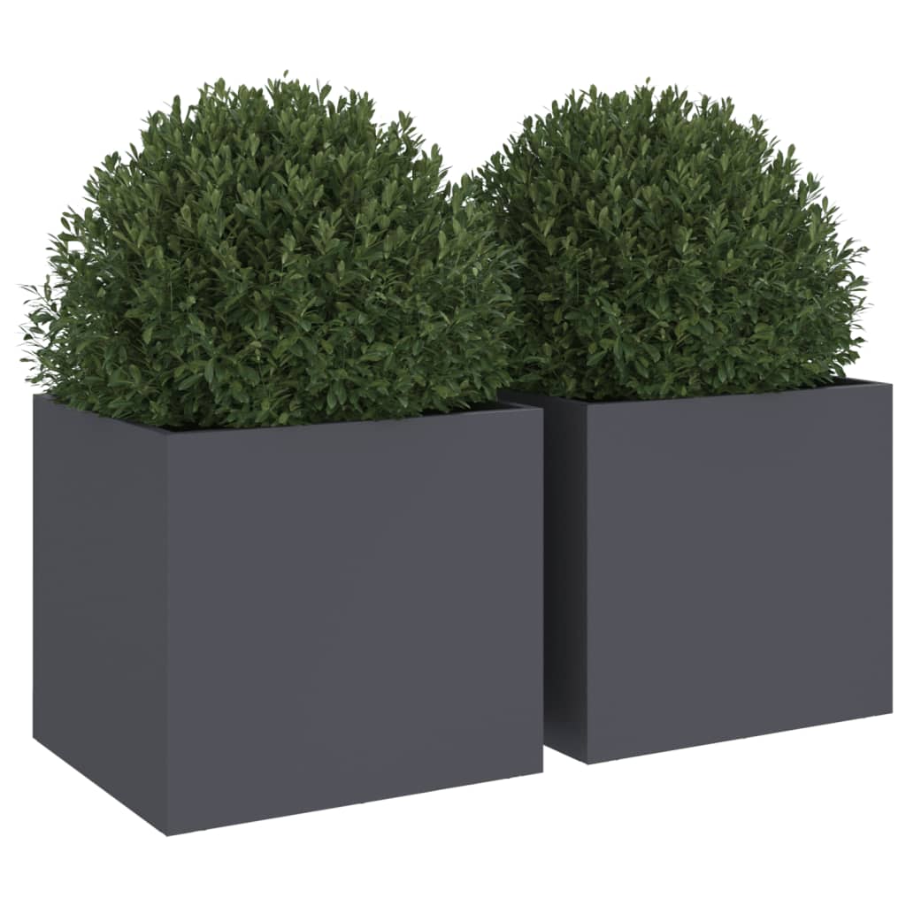 vidaXL Planters 2 pcs Anthracite 32x30x29 cm Cold-rolled Steel