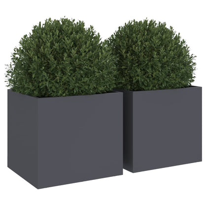vidaXL Planters 2 pcs Anthracite 32x30x29 cm Cold-rolled Steel