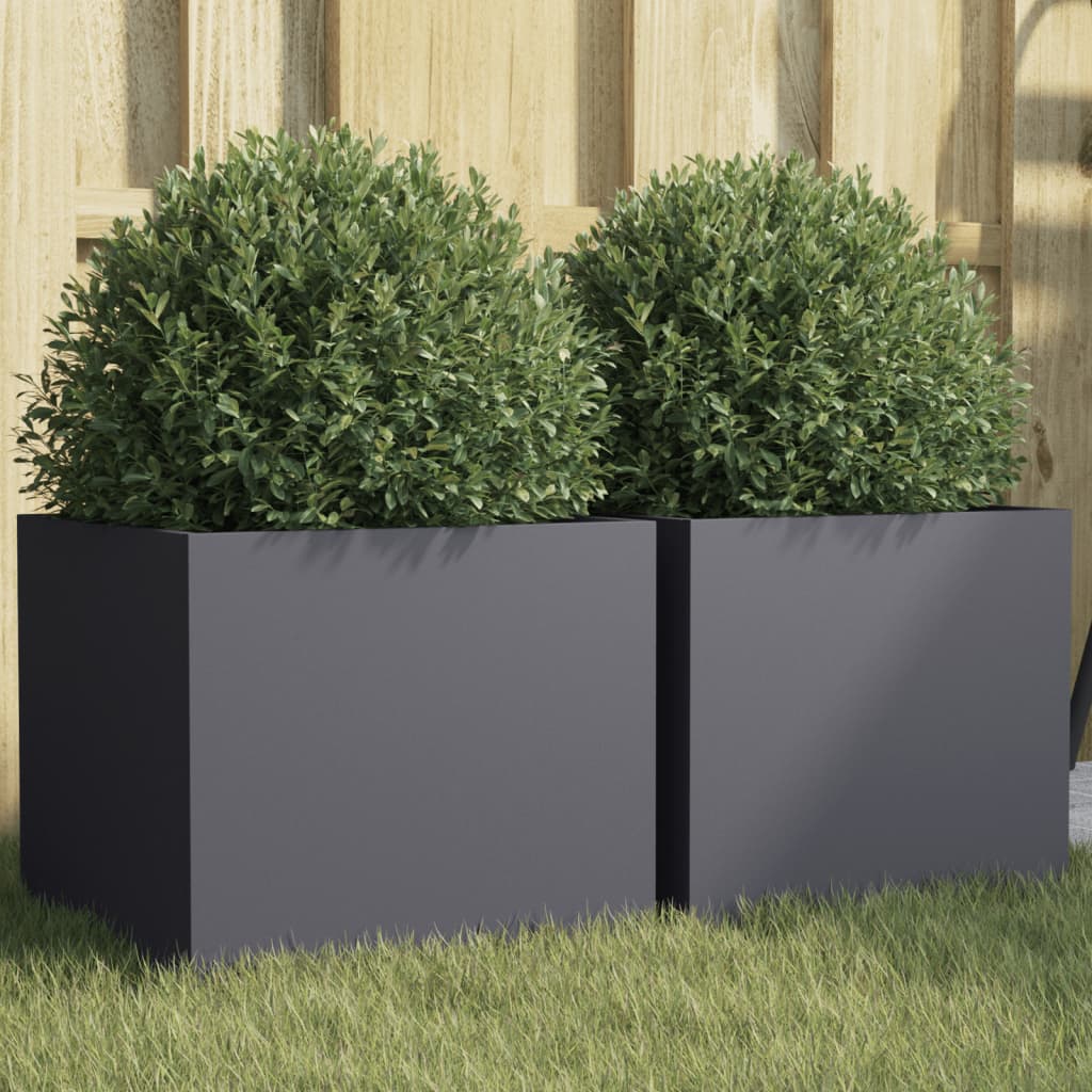 vidaXL Planters 2 pcs Anthracite 32x30x29 cm Cold-rolled Steel