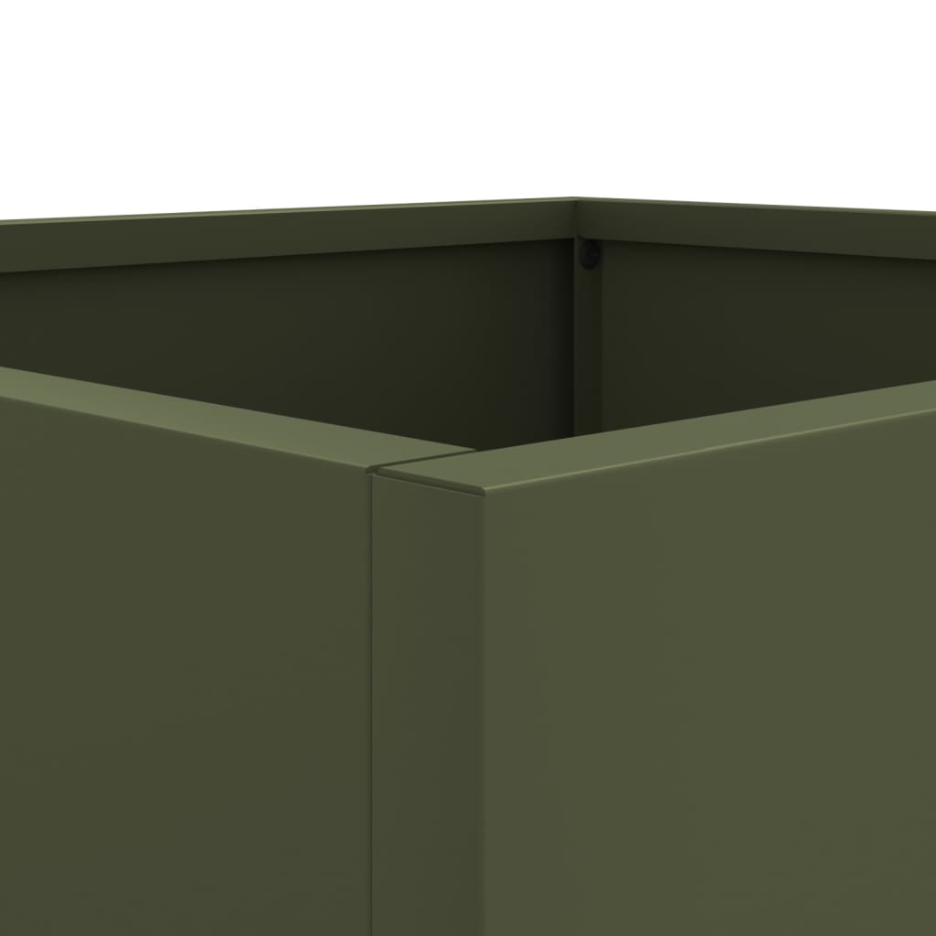 vidaXL Planters 2 pcs Olive Green 32x30x29 cm Steel