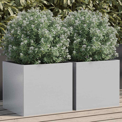 vidaXL Planters 2 pcs Silver 32x30x29 cm Galvanised Steel