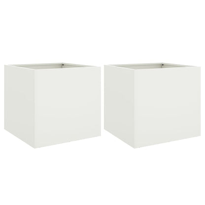 vidaXL Planters 2 pcs White 42x40x39 cm Steel