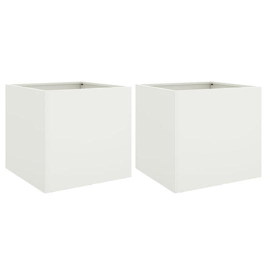 vidaXL Planters 2 pcs White 42x40x39 cm Steel