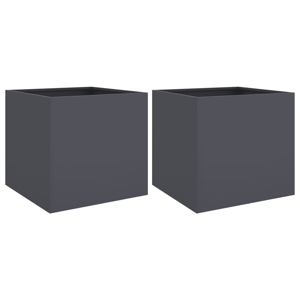 vidaXL Planters 2 pcs Anthracite 42x40x39 cm Steel