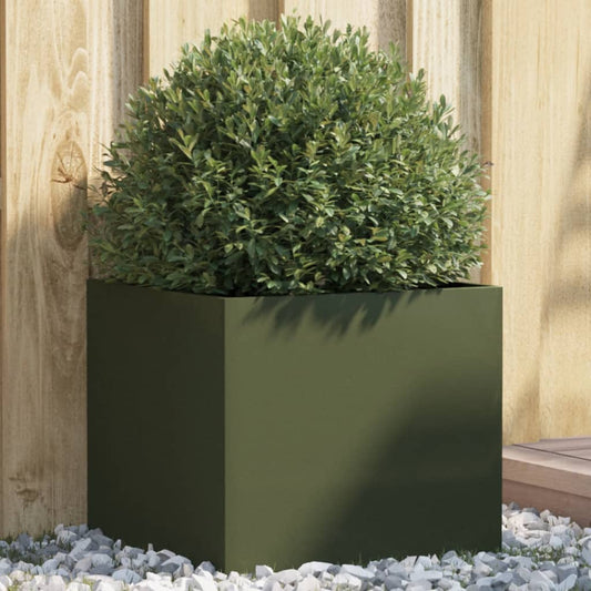 vidaXL Planter Olive Green 42x40x39 cm Steel