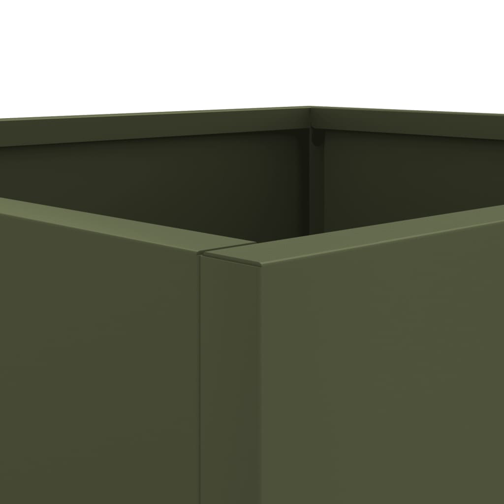 vidaXL Planters 2 pcs Olive Green 42x40x39 cm Steel