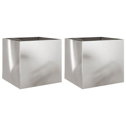 vidaXL Planters 2 pcs Silver 42x40x39 cm Stainless Steel