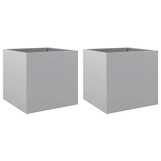 vidaXL Planters 2 pcs Silver 42x40x39 cm Galvanised Steel