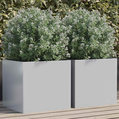 vidaXL Planters 2 pcs Silver 42x40x39 cm Galvanised Steel