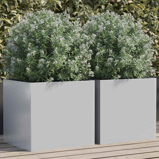 vidaXL Planters 2 pcs Silver 42x40x39 cm Galvanised Steel