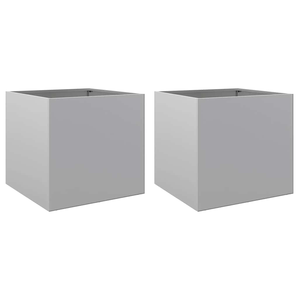 vidaXL Planters 2 pcs Silver 49x47x46 cm Galvanised Steel