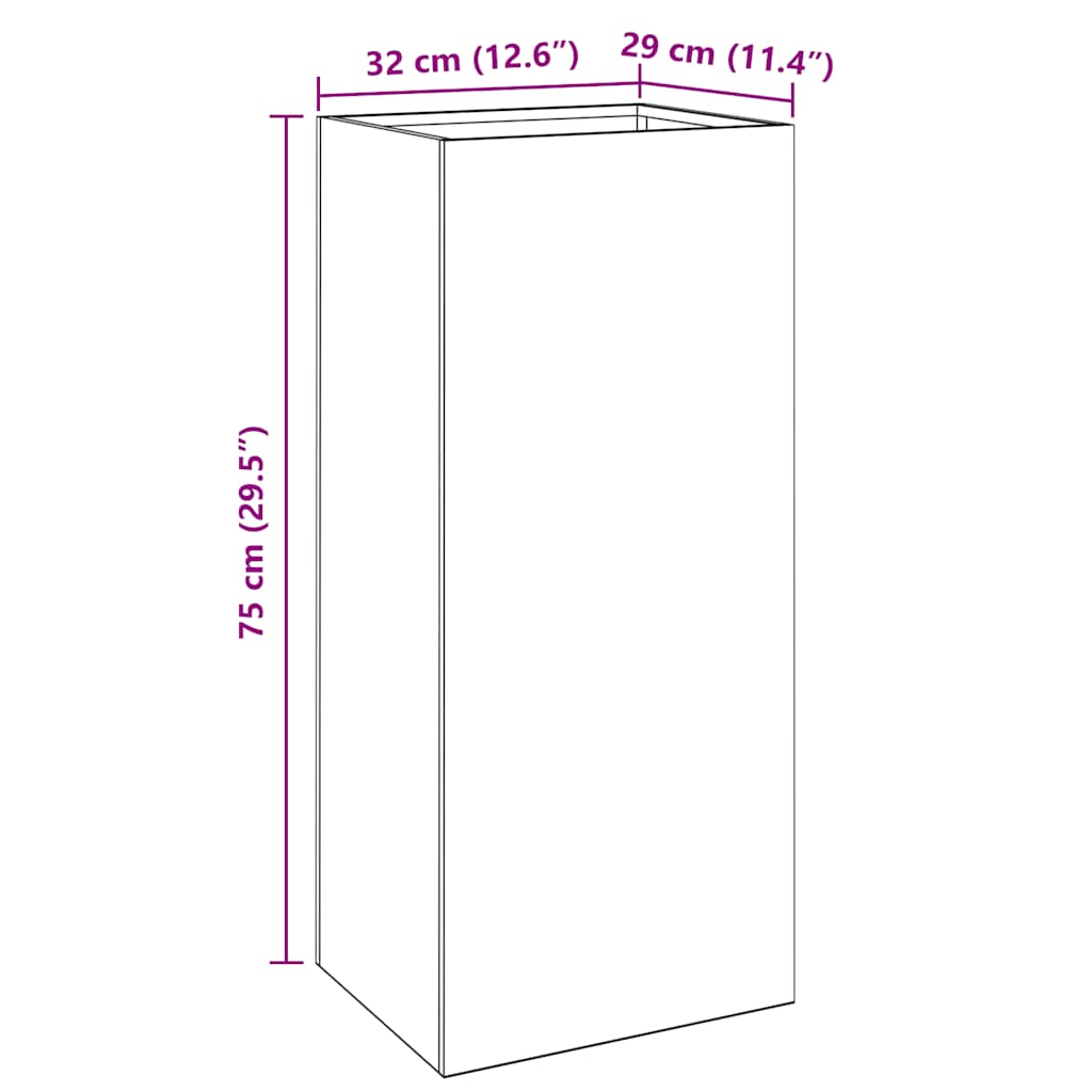 vidaXL Planter Silver 32x29x75 cm Galvanised Steel