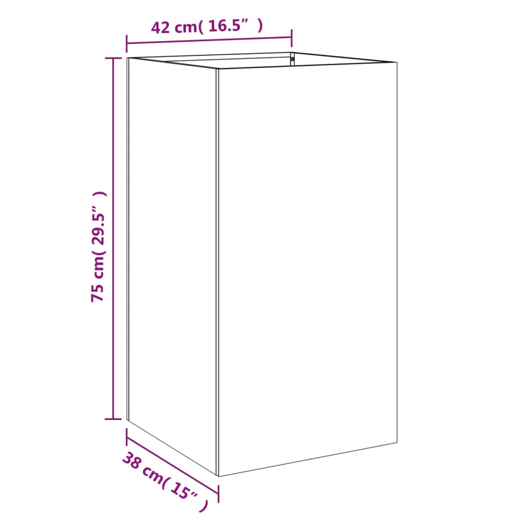vidaXL Planter White 42x38x75 cm Steel